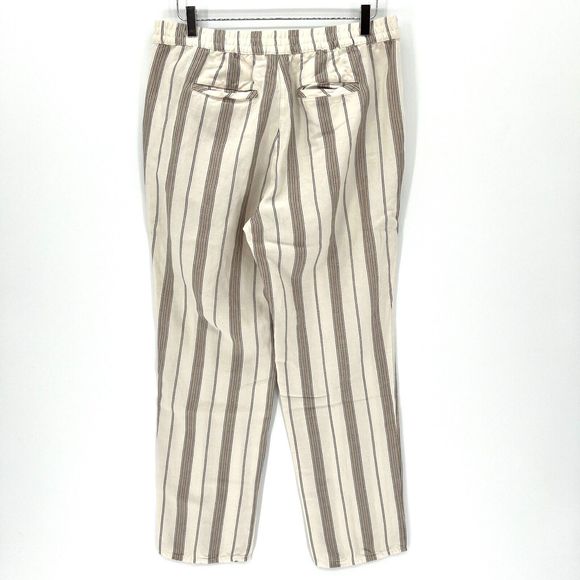 J. Jill Striped Linen Blend Pull On Pants Ankle Crop Beach Ivory Size Medium - Picture 4 of 11
